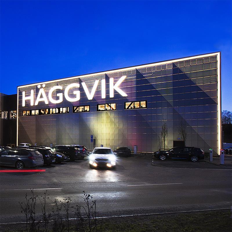 Projekt, Fasadbelysning / släpljus: Effektfull fasadbelysning på Häggvik handelsplats